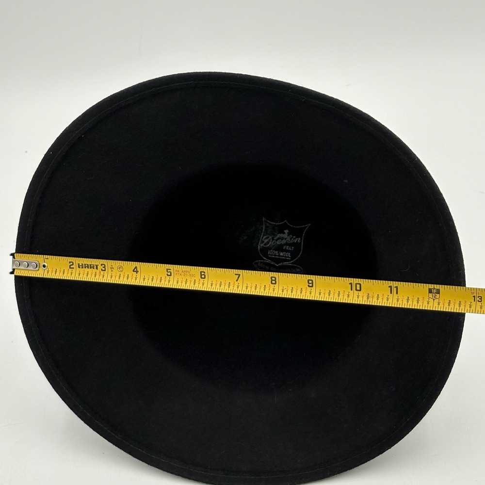 Vintage Doeskin 100% Wool Hat w/ Feather Trim‎ by Geo W. Bollman USA Black - Picture 8 of 10